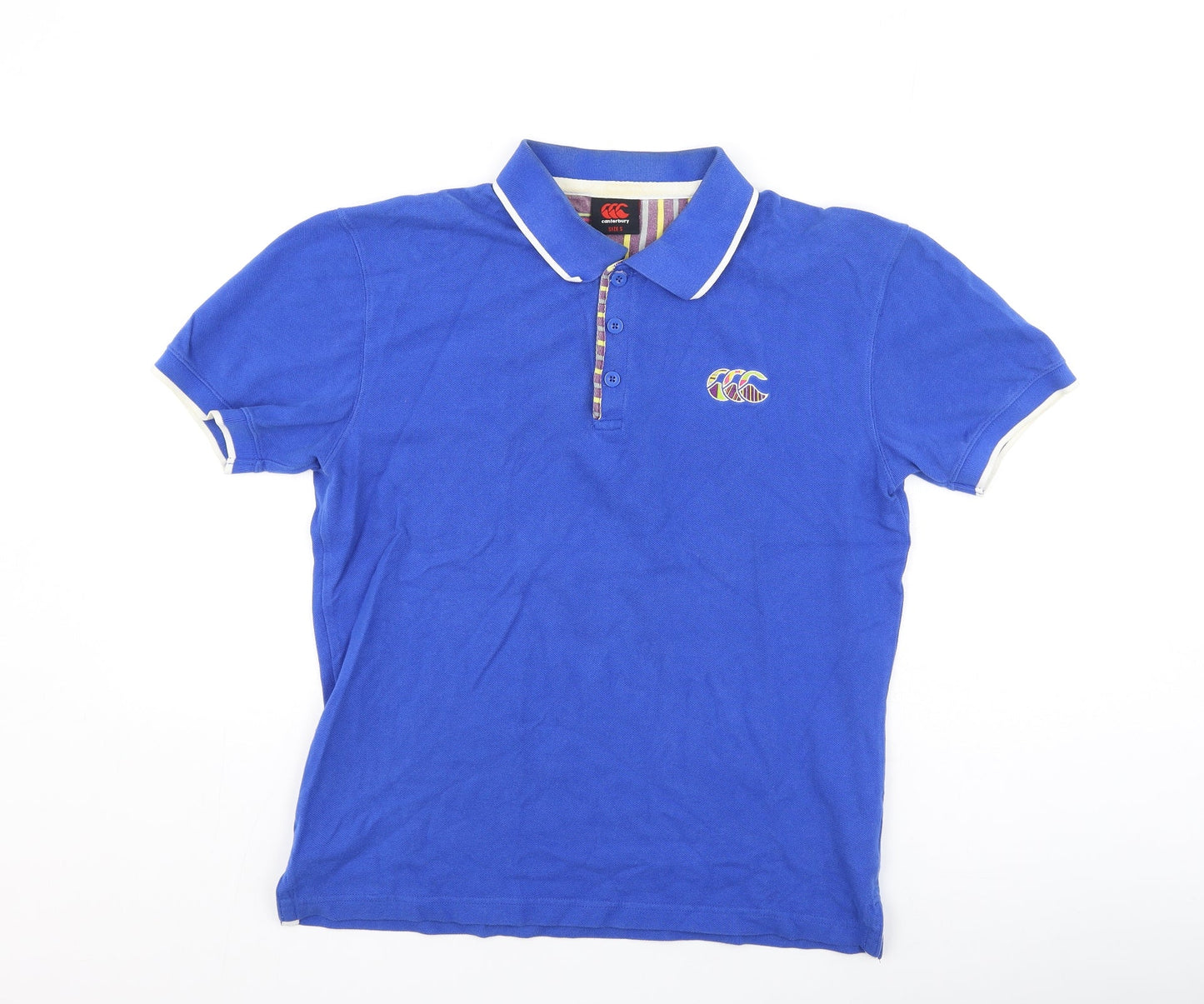 Canterbury Mens Blue  Cotton  Polo Size S Collared