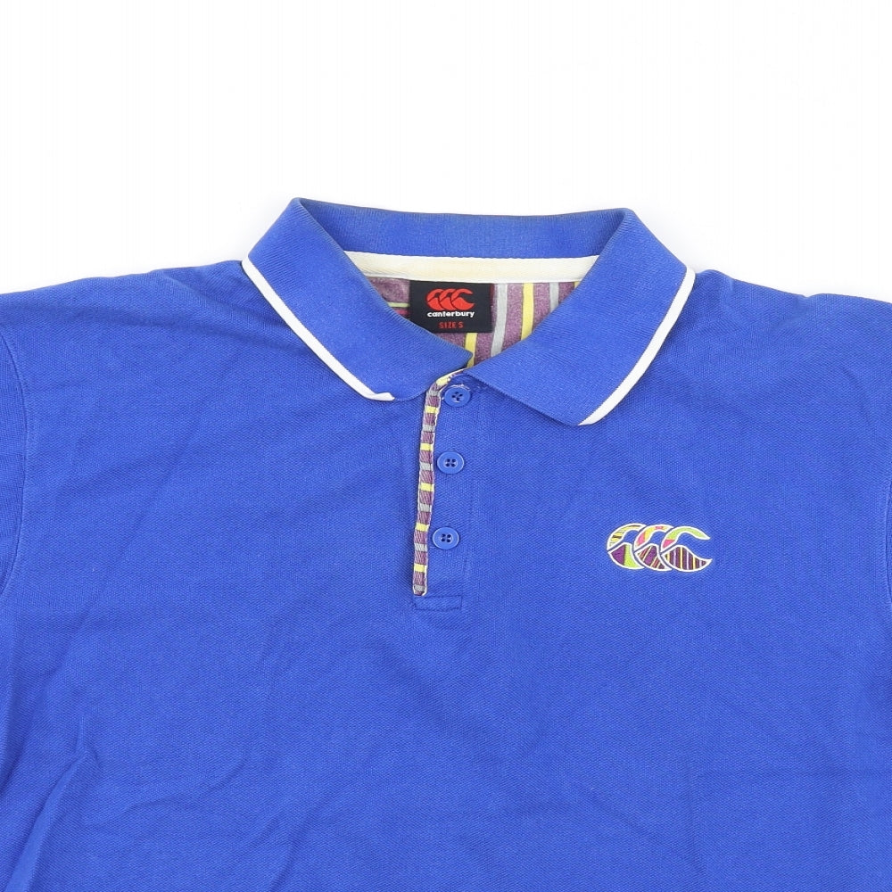 Canterbury Mens Blue  Cotton  Polo Size S Collared