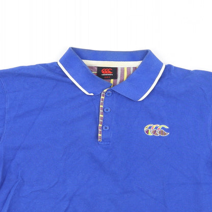 Canterbury Mens Blue  Cotton  Polo Size S Collared