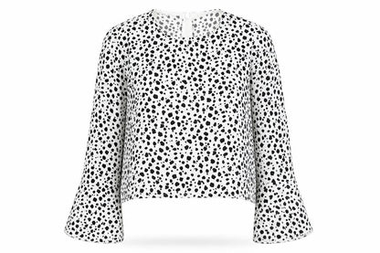 PRETTYLITTLETHING Womens White Polka Dot Polyester Basic Blouse Size 10 Round Neck