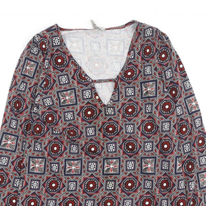 ASOS Womens Multicoloured Geometric Cotton Fit & Flare  Size 10  Round Neck