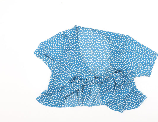 SheIn Womens Blue Floral Polyester Basic Blouse Size M V-Neck