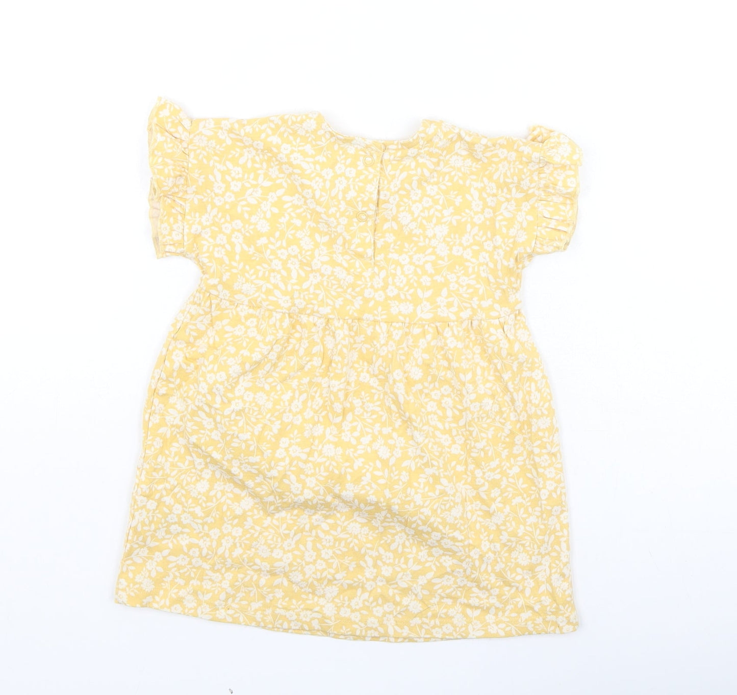 George  Girls Yellow Fair Isle Cotton Fit & Flare  Size 9-12 Months  Round Neck