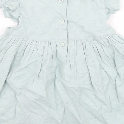 George  Girls Green  Cotton Fit & Flare  Size 9-12 Months  Round Neck