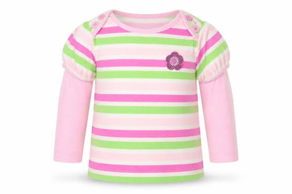TU Girls Multicoloured Striped Cotton Basic Casual Size 3-6 Months Crew Neck Pullover