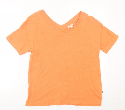 Esprit Womens Orange  Cotton Basic T-Shirt Size M V-Neck
