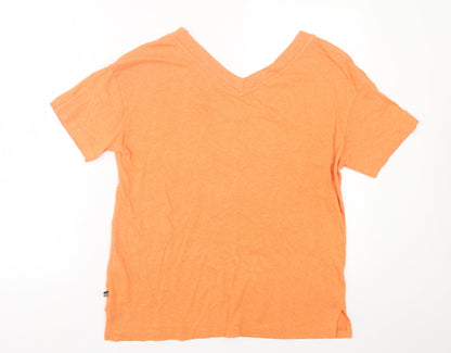 Esprit Womens Orange  Cotton Basic T-Shirt Size M V-Neck