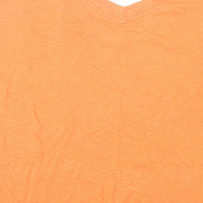 Esprit Womens Orange  Cotton Basic T-Shirt Size M V-Neck