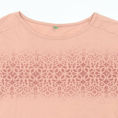 Womens UK Size M United Colors of Benetton Pink Basic T-Shirt