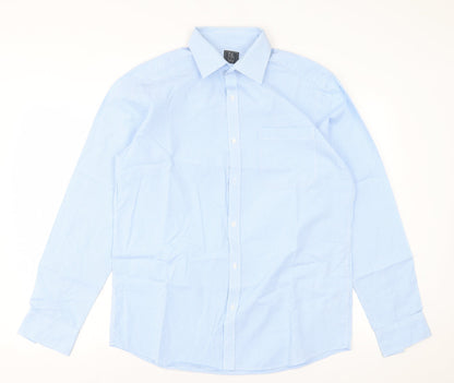 Taylor & Wright Mens Blue Plaid Cotton  Button-Up Size 15.5 Collared Button