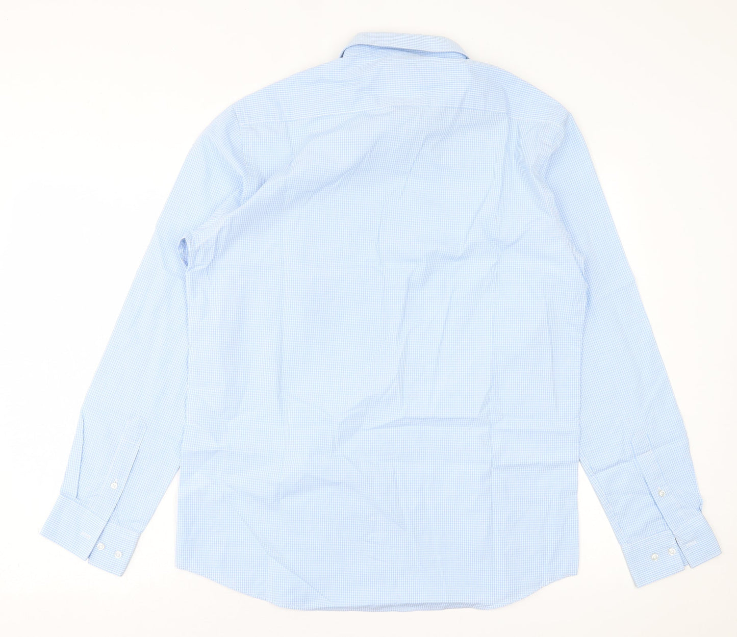 Taylor & Wright Mens Blue Plaid Cotton  Button-Up Size 15.5 Collared Button