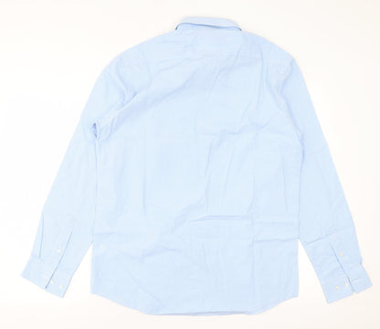 Taylor & Wright Mens Blue Plaid Cotton  Button-Up Size 15.5 Collared Button