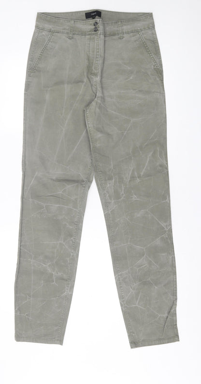 NEXT Womens Green Geometric Cotton Straight Jeans Size 12 L33 in Regular Button