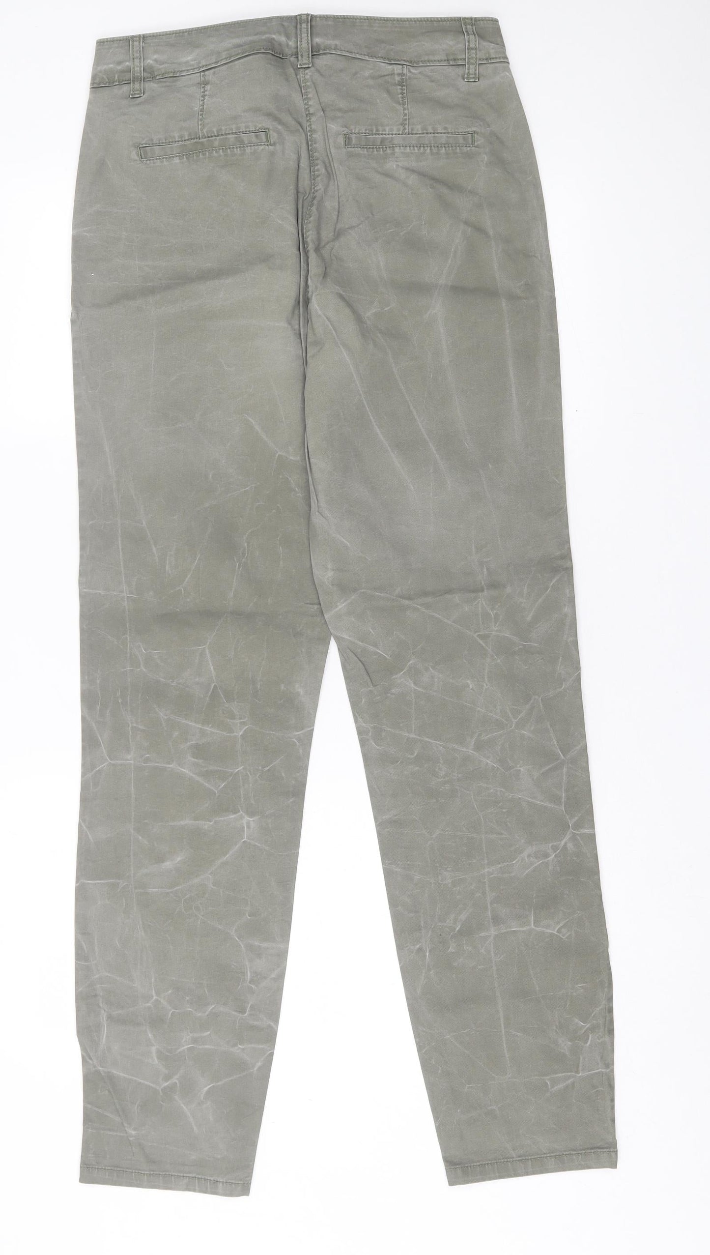 NEXT Womens Green Geometric Cotton Straight Jeans Size 12 L33 in Regular Button