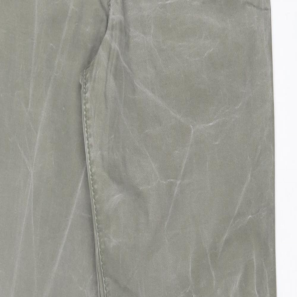 NEXT Womens Green Geometric Cotton Straight Jeans Size 12 L33 in Regular Button
