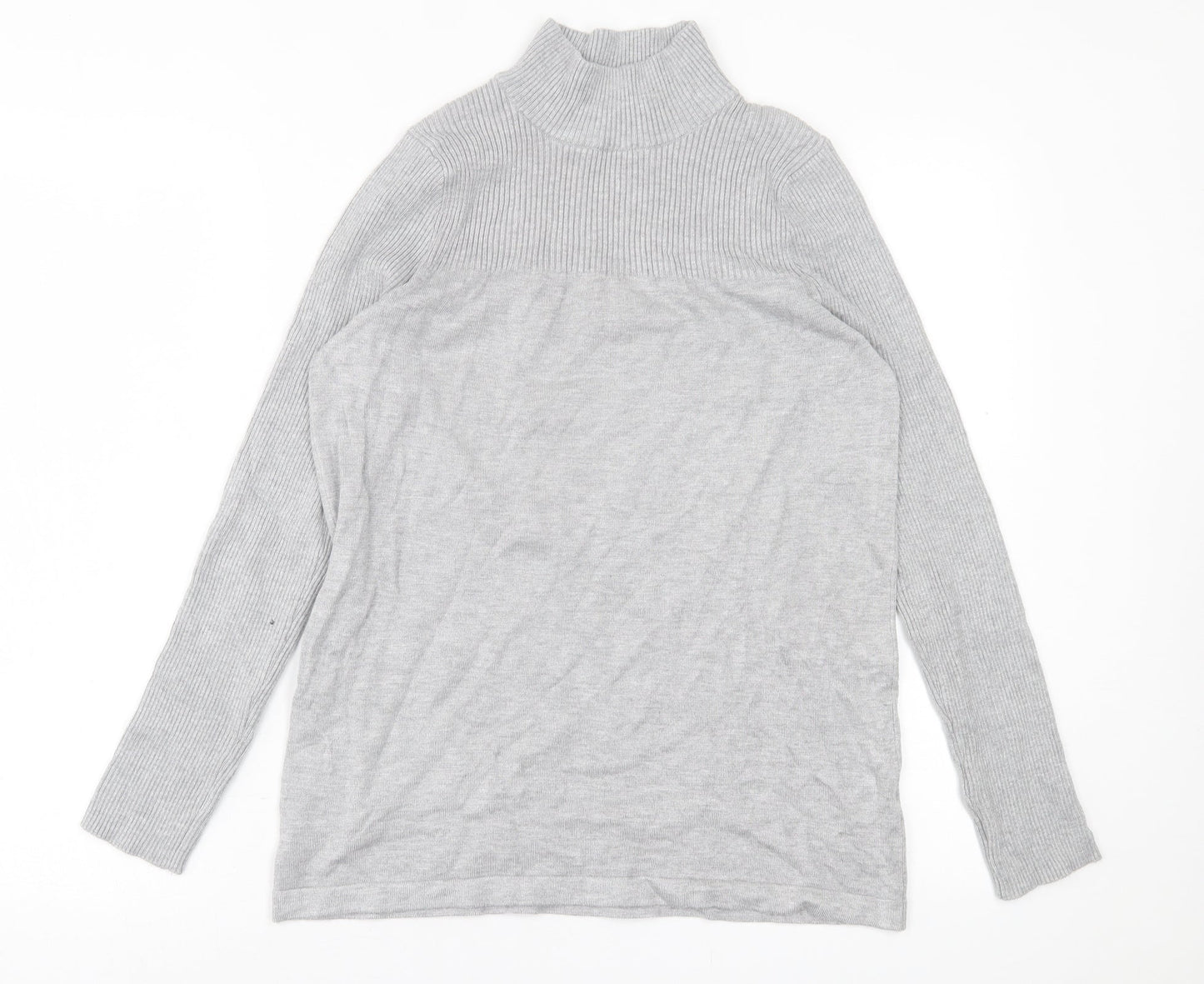 Nutmeg Womens Grey High Neck  Viscose Pullover Jumper Size 10