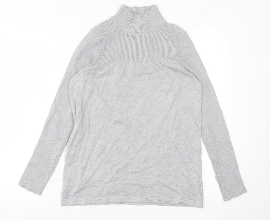 Nutmeg Womens Grey High Neck  Viscose Pullover Jumper Size 10