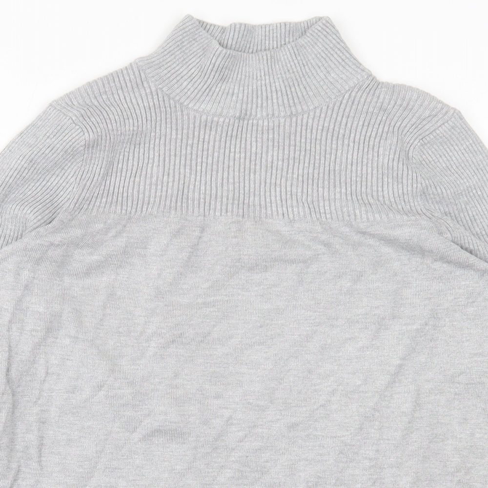 Nutmeg Womens Grey High Neck  Viscose Pullover Jumper Size 10