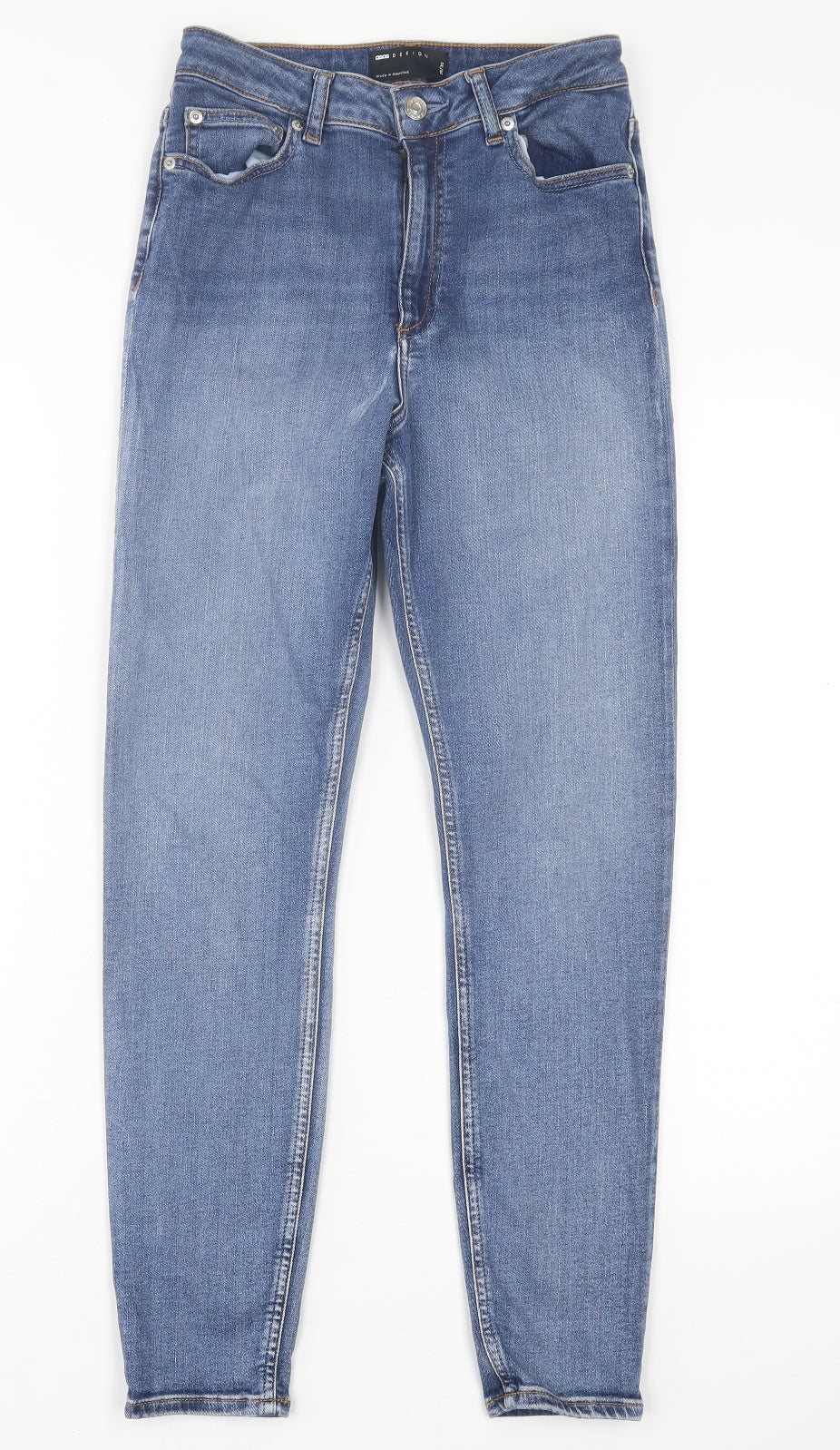 ASOS Womens Blue  Cotton Skinny Jeans Size 28 in L30 in Regular Button