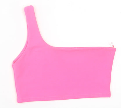 IX LONDON  Womens Pink  Polyester Cropped Tank Size 12 One Shoulder