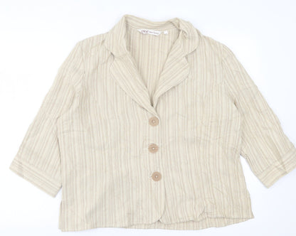 EWM Womens Beige Striped  Jacket Blazer Size 18  Button