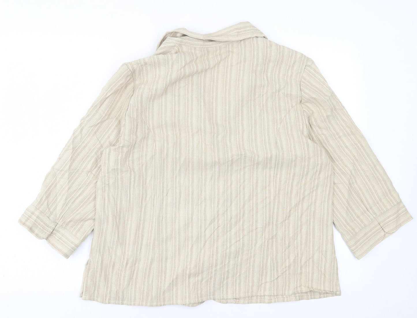 EWM Womens Beige Striped  Jacket Blazer Size 18  Button