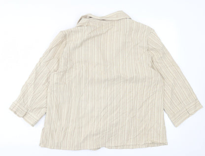 EWM Womens Beige Striped  Jacket Blazer Size 18  Button