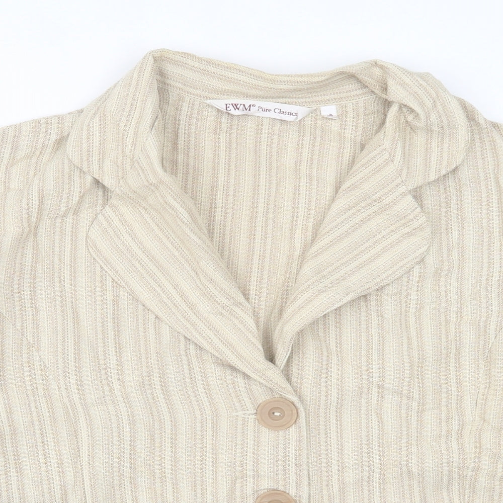 EWM Womens Beige Striped  Jacket Blazer Size 18  Button