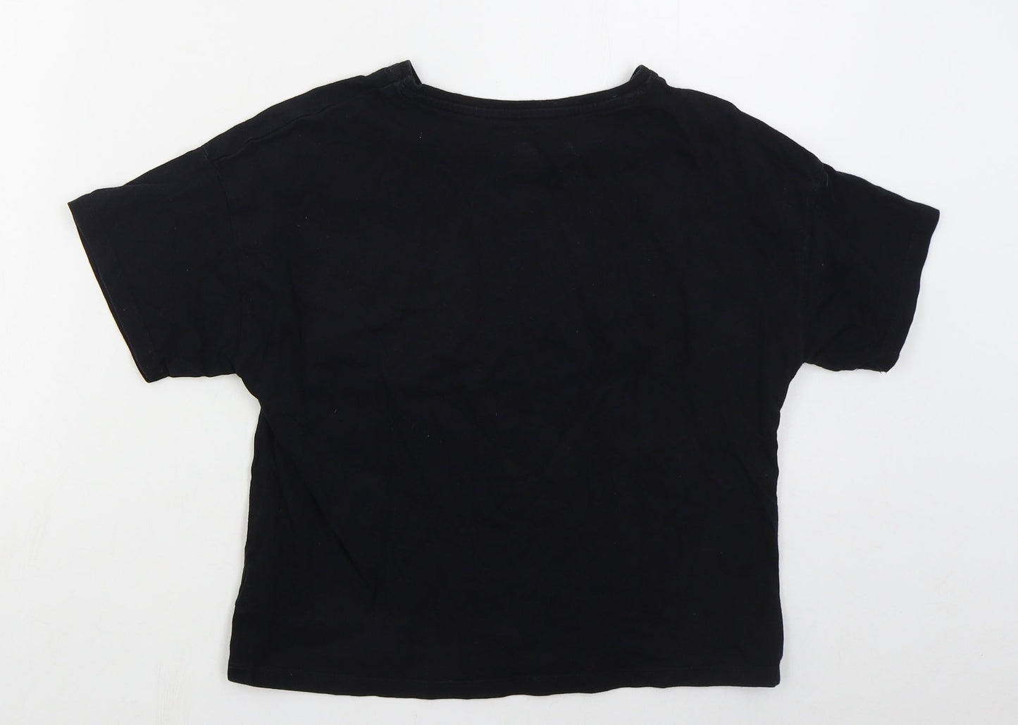F&F Girls Black  Cotton Cropped T-Shirt Size 11-12 Years Crew Neck Pullover - Arizona