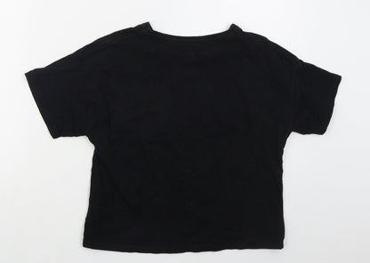 F&F Girls Black  Cotton Cropped T-Shirt Size 11-12 Years Crew Neck Pullover - Arizona