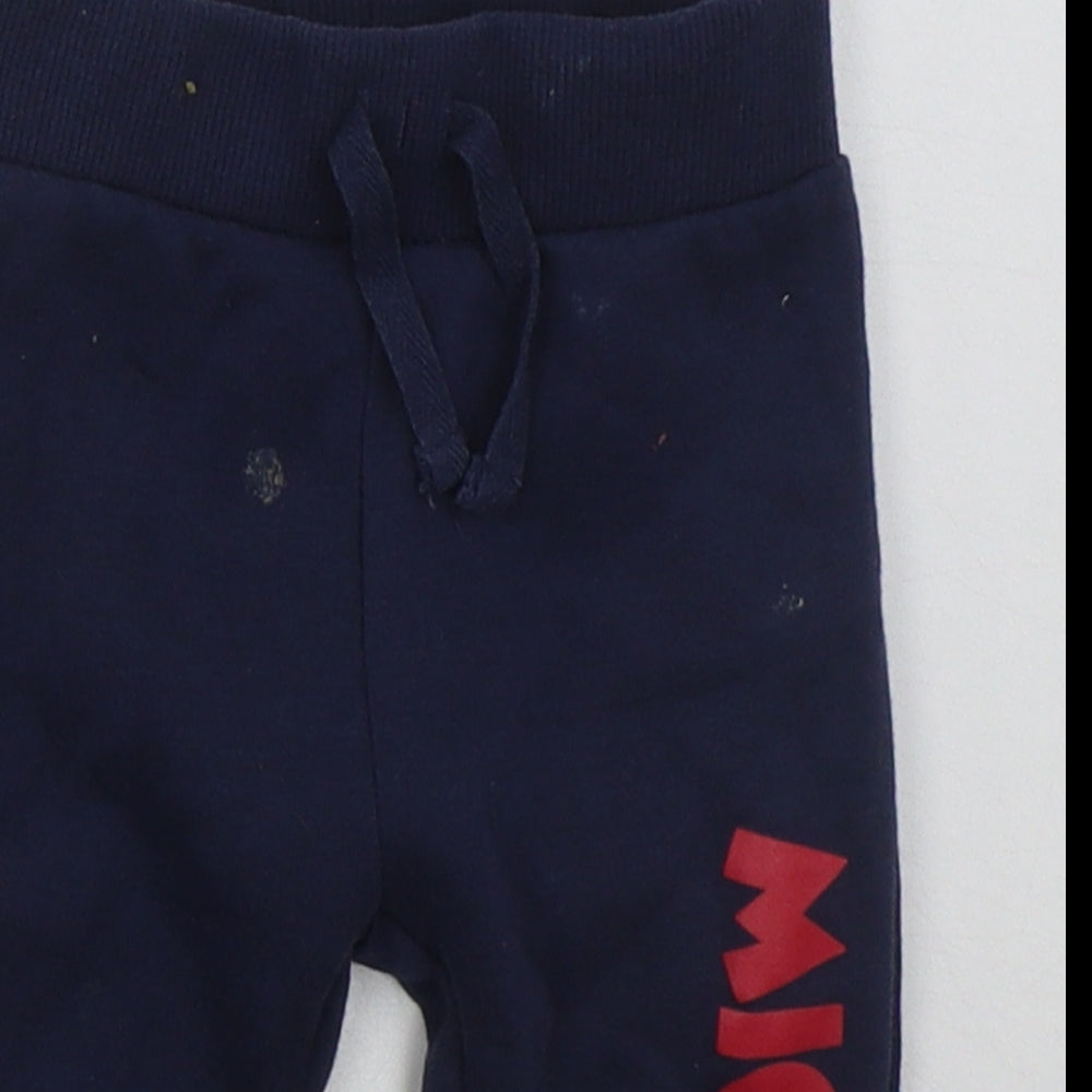 Primark Boys Blue  Cotton Sweatpants Trousers Size 6-9 Months  Drawstring - Mickey Mouse
