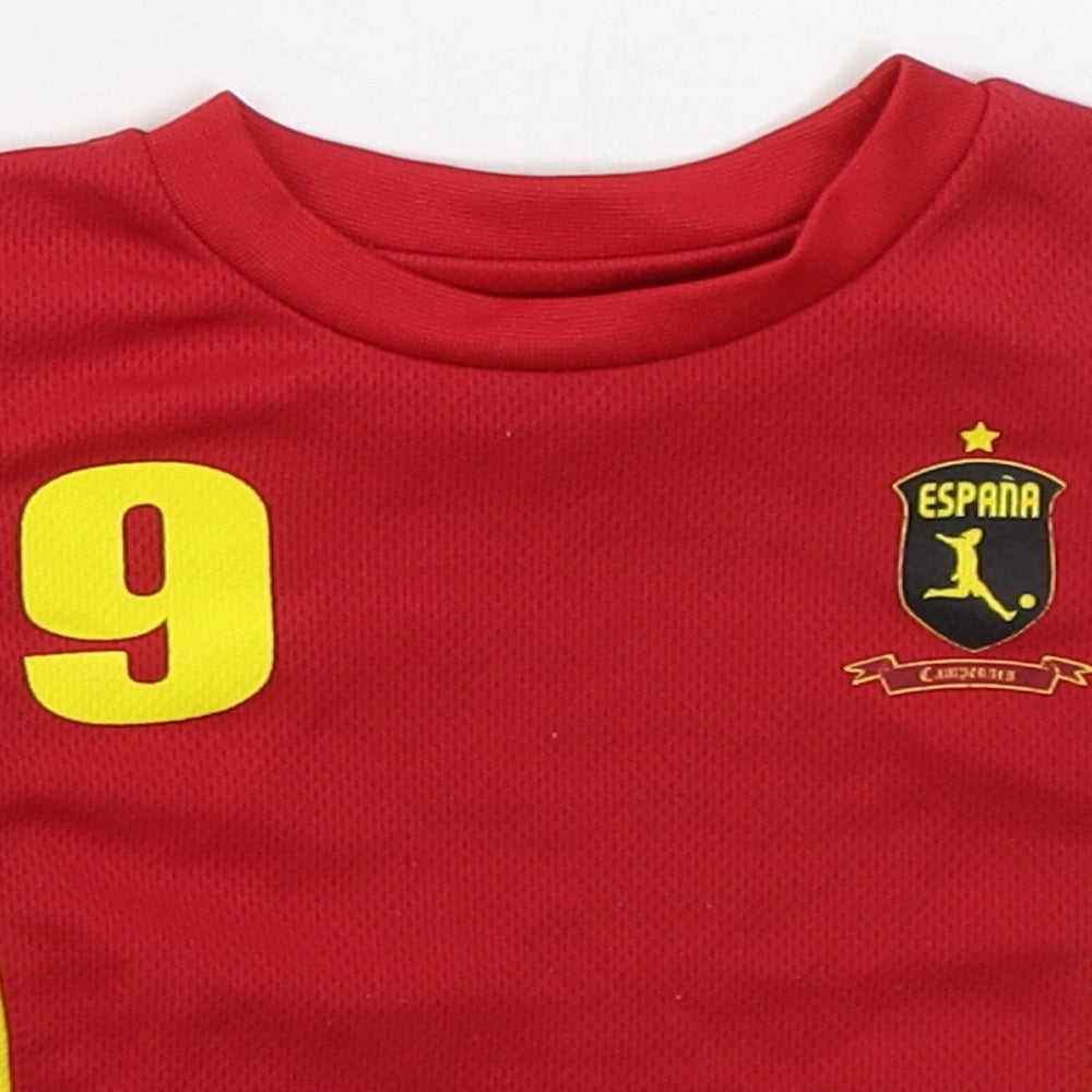 Dunnes Boys Red  Polyester Basic T-Shirt Size 6-9 Months Crew Neck Pullover - Espana