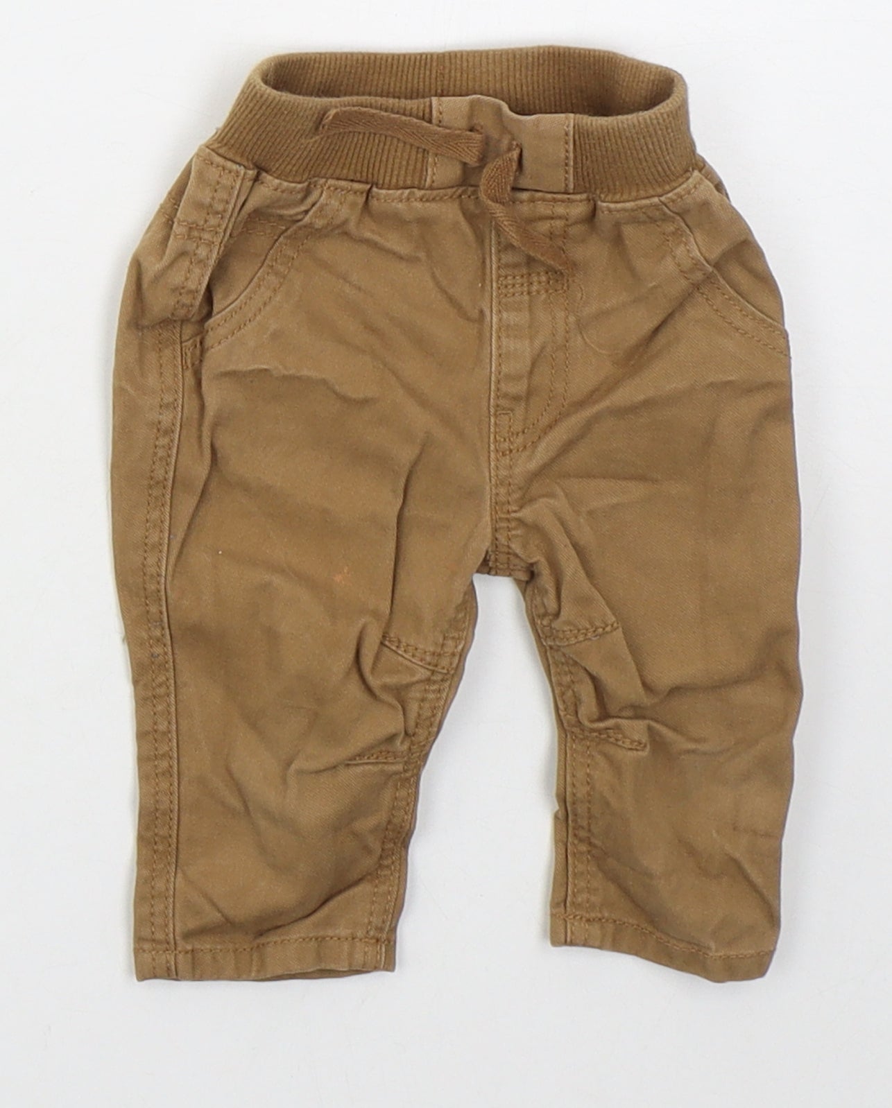 Georgr Boys Brown  Cotton Capri Jeans Size 0-3 Months  Drawstring