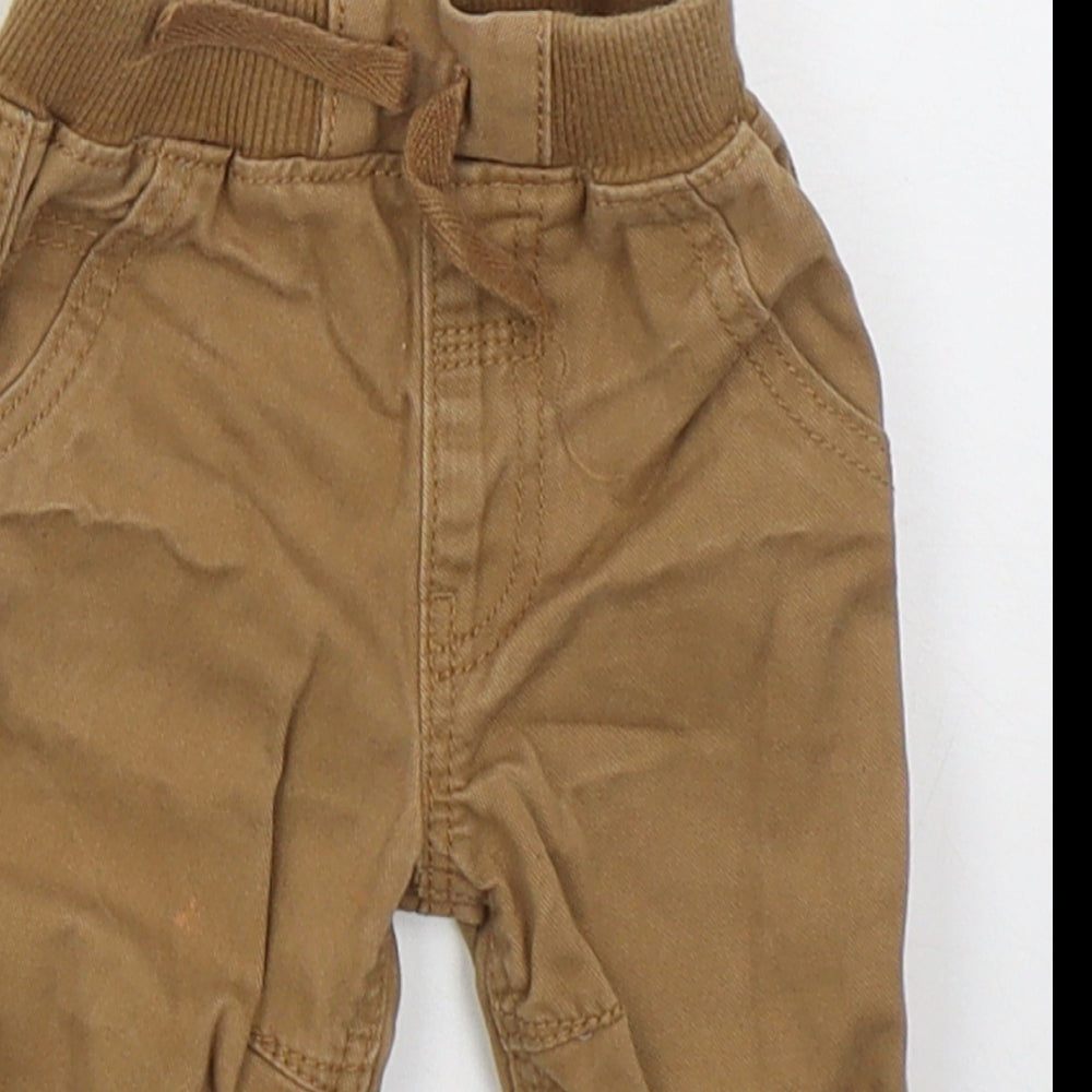 Georgr Boys Brown  Cotton Capri Jeans Size 0-3 Months  Drawstring