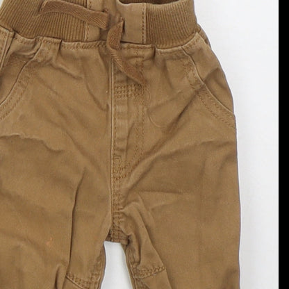 Georgr Boys Brown  Cotton Capri Jeans Size 0-3 Months  Drawstring
