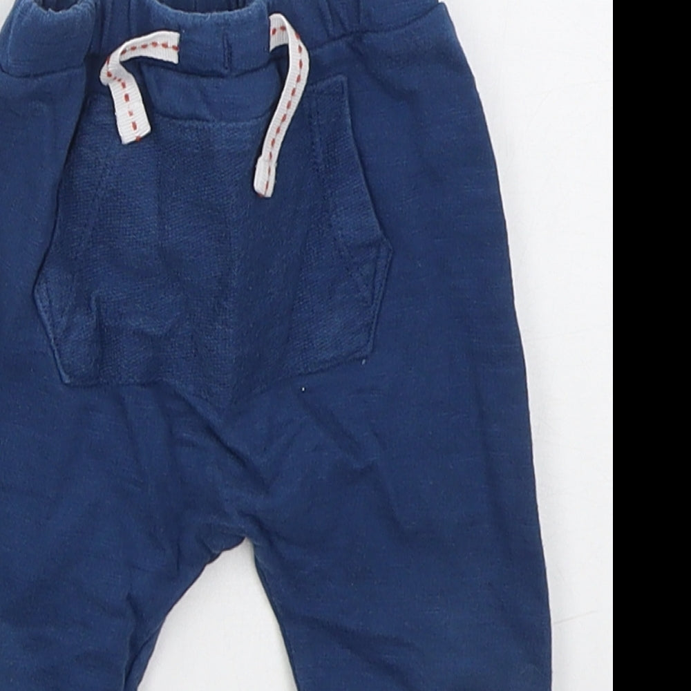 Dunnes Boys Blue  Cotton Sweatpants Trousers Size 6-9 Months  Drawstring - Cars