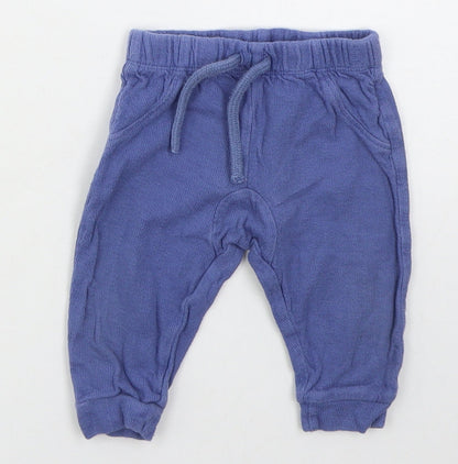 Mini Club Boys Blue  Cotton Sweatpants Trousers Size 3-6 Months  Drawstring