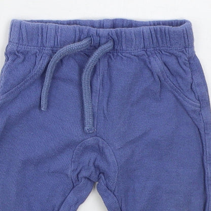 Mini Club Boys Blue  Cotton Sweatpants Trousers Size 3-6 Months  Drawstring
