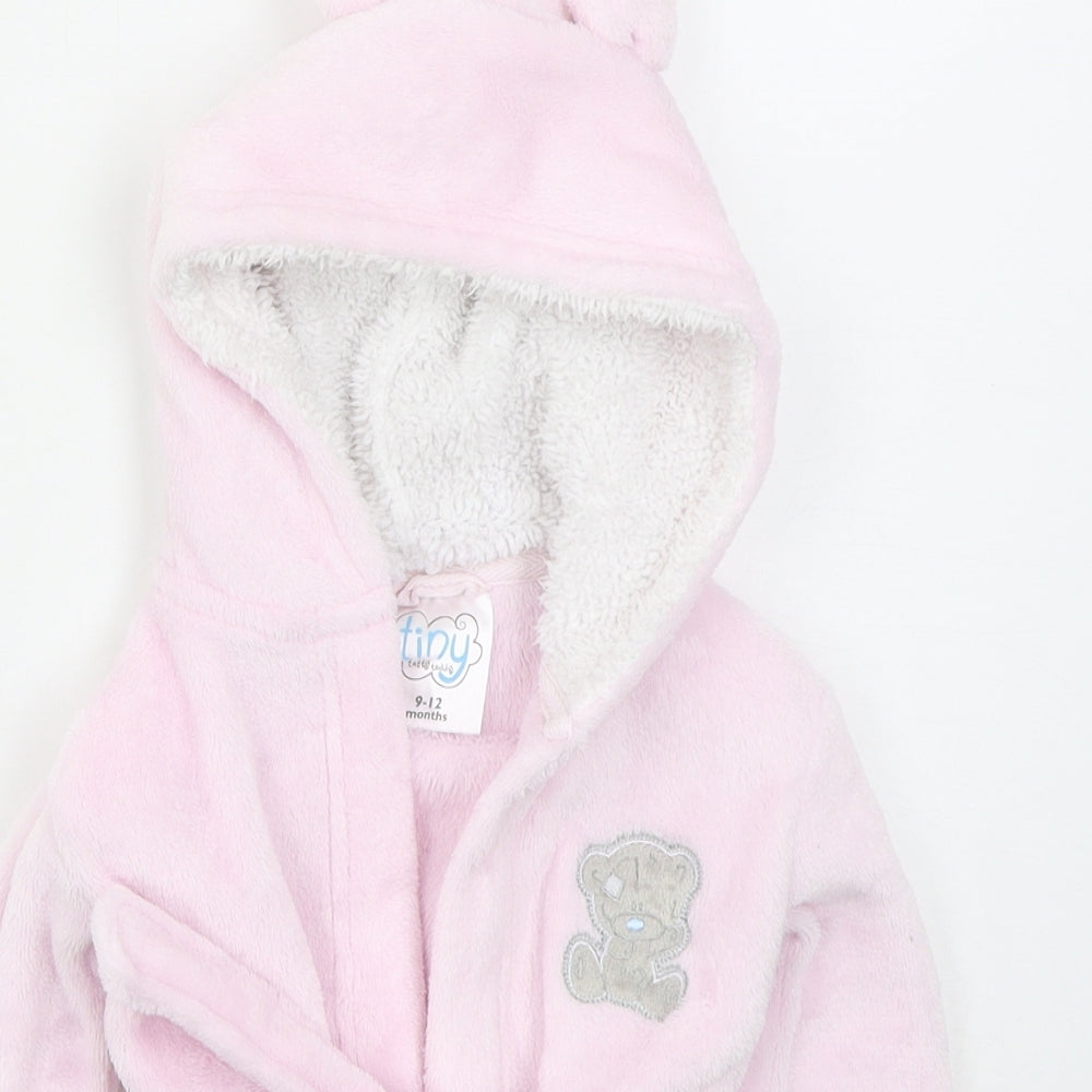 CBG Girls Pink Solid Polyester Kimono Robe Size 9-12 Months  Tie - Tatty Teddy