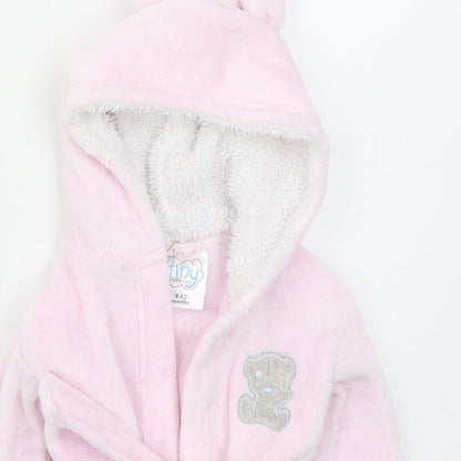 CBG Girls Pink Solid Polyester Kimono Robe Size 9-12 Months  Tie - Tatty Teddy