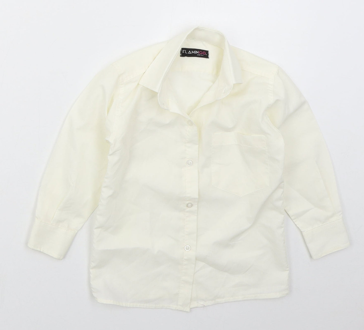 Flamingo Boys Ivory  Polyester Basic Button-Up Size 2-3 Years Collared Button