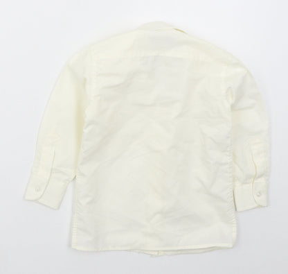 Flamingo Boys Ivory  Polyester Basic Button-Up Size 2-3 Years Collared Button
