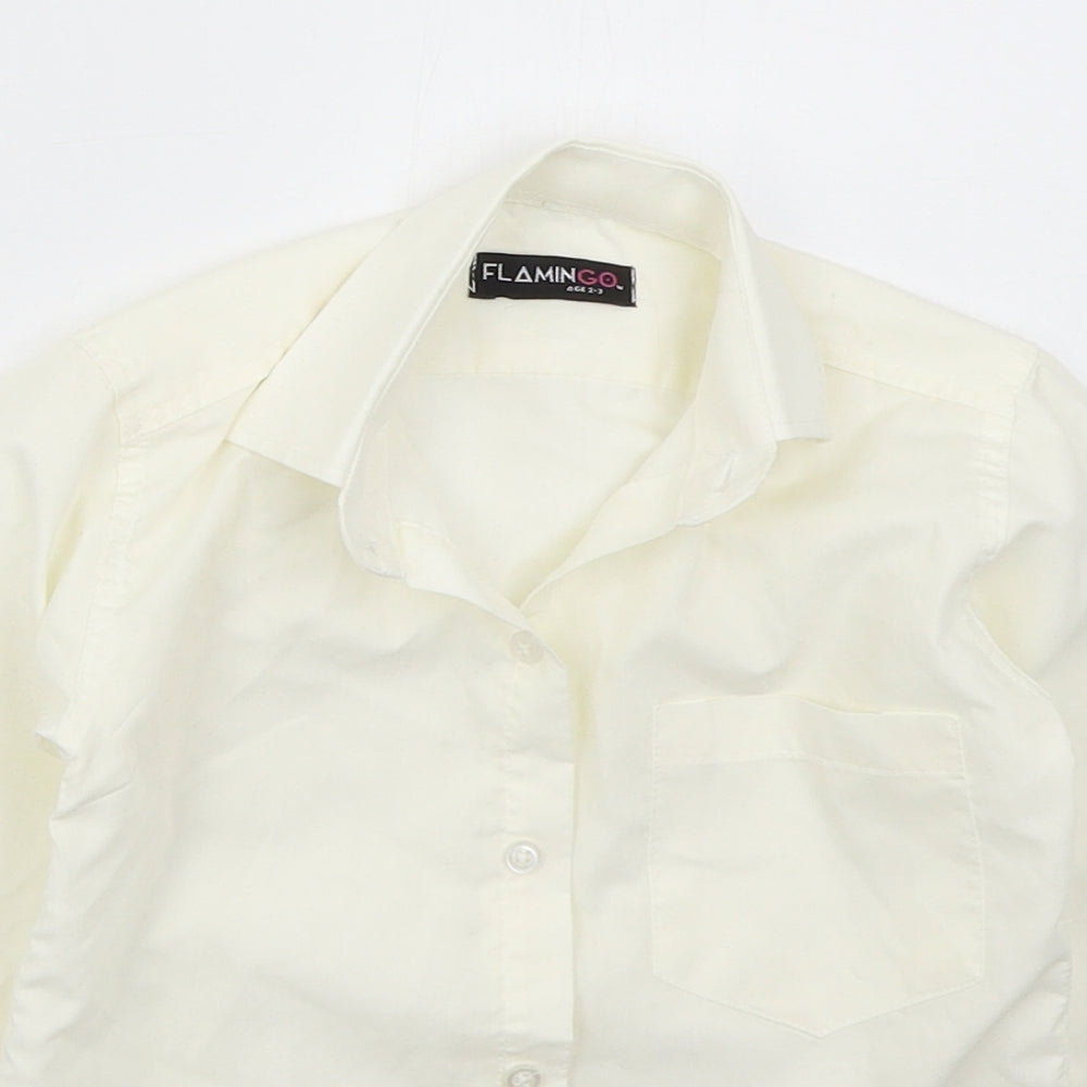 Flamingo Boys Ivory  Polyester Basic Button-Up Size 2-3 Years Collared Button