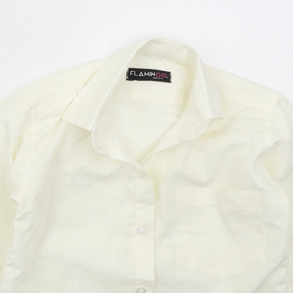 Flamingo Boys Ivory  Polyester Basic Button-Up Size 2-3 Years Collared Button