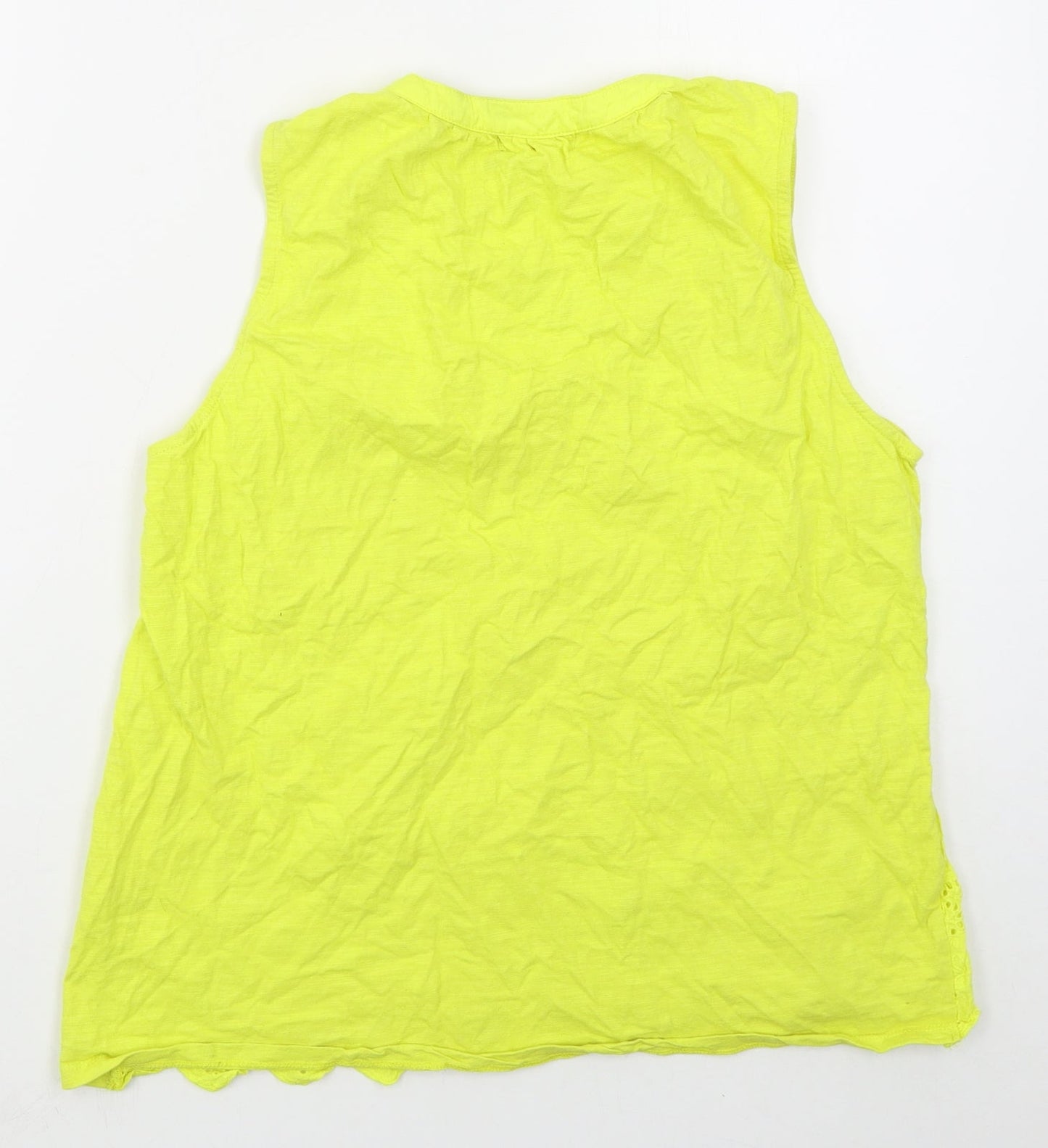 First Avenue Womens Yellow  Cotton Basic Tank Size L V-Neck