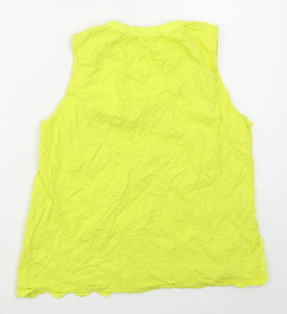 First Avenue Womens Yellow  Cotton Basic Tank Size L V-Neck