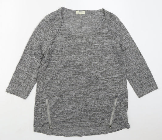 Papaya Womens Grey  Polyester Basic T-Shirt Size M Round Neck