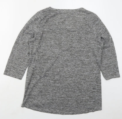 Papaya Womens Grey  Polyester Basic T-Shirt Size M Round Neck
