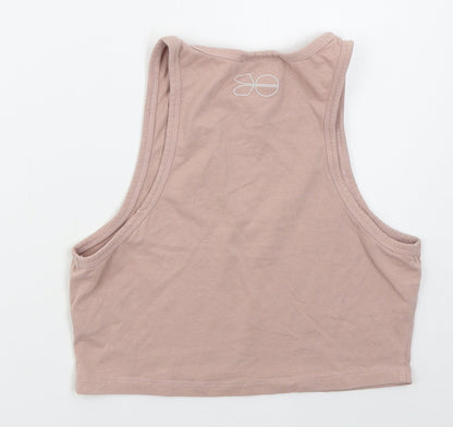 Crosshatch Womens Pink  Cotton Cropped Tank Size L Crew Neck Pullover