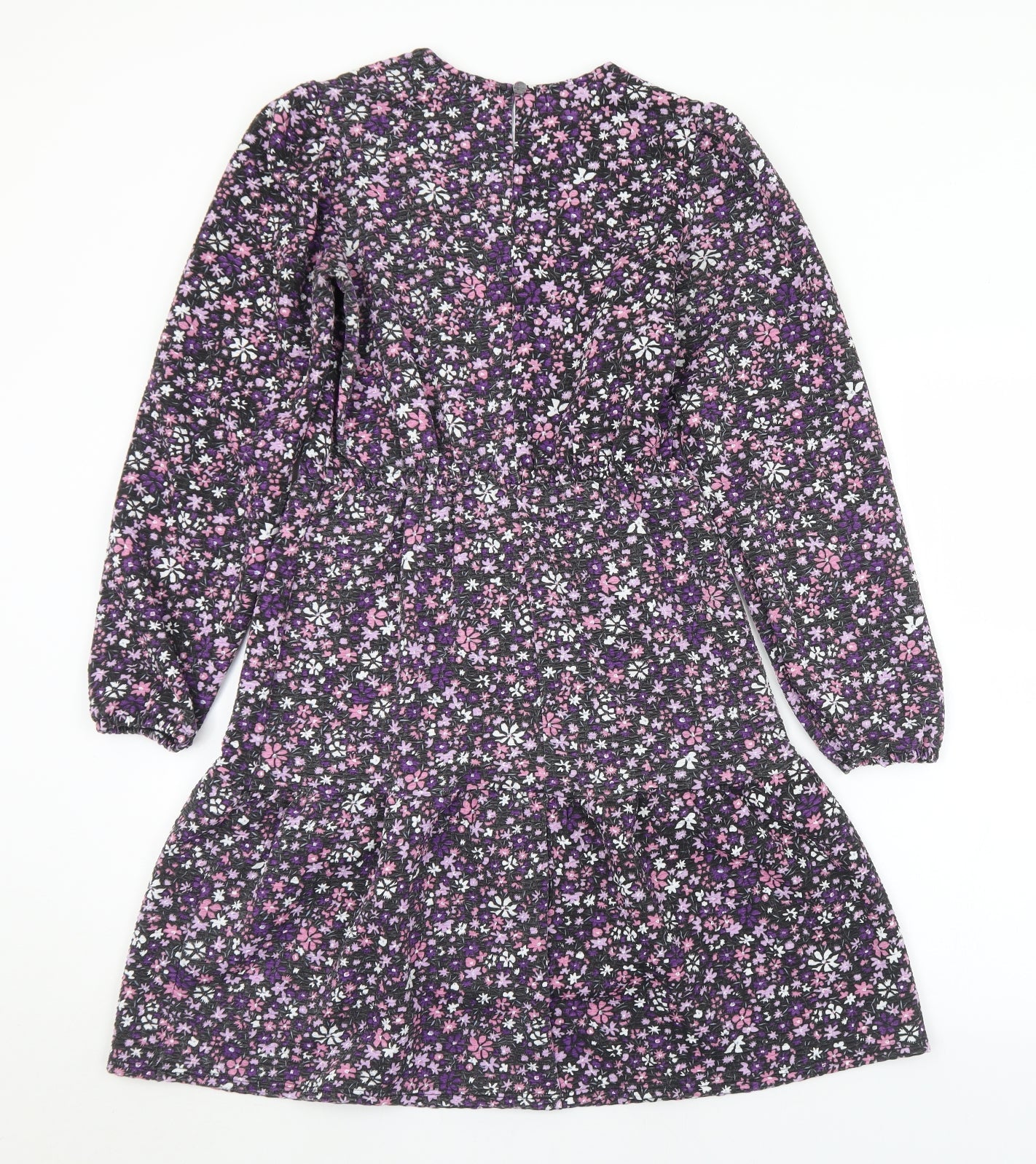 Oasis Womens Multicoloured Floral Polyester A-Line  Size S  Round Neck Button